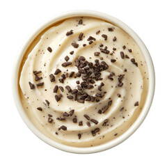 Fototapeta premium Creamy dessert with chocolate topping isolated on transparent background