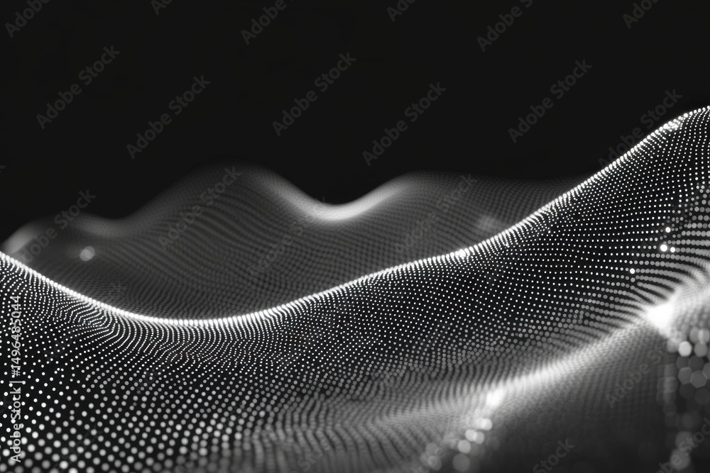 Poster digital wave effect lines create an abstract landscape of movement and connection, abstract wave of 