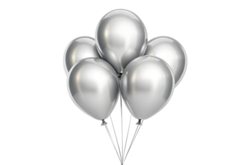 silver balloons isolated on white background