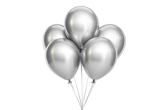 silver balloons isolated on white background