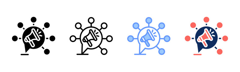 Marketing Network icon sheet multiple style collection