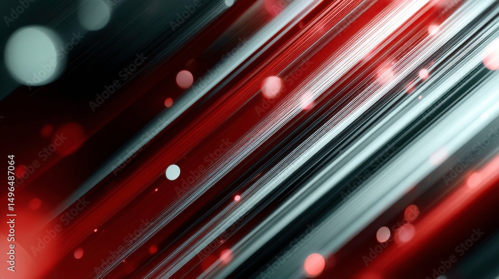 Poster abstract background with red and white lines and bokeh lights. modern wallpaper.