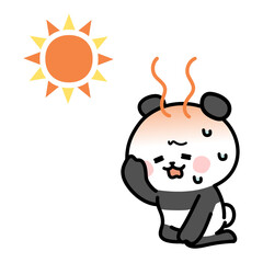 Clip art of panda who falls ill in intense heat.
