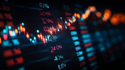 Fototapeta premium Analyzing stock market trends financial data visualization digital environment night viewpoint economic insights