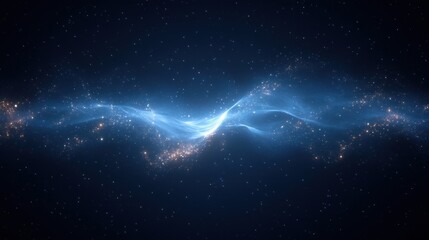 A glowing nebulous blue cosmic cloud with twinkling stars scattered in a dark space background, evoking a sense of mystery and vastness