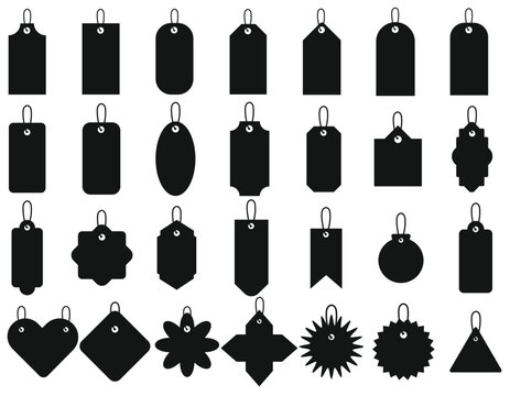 Blank Tag Shapes Silhouette Clipart – 30 Black Label Designs for Crafts and Labels
