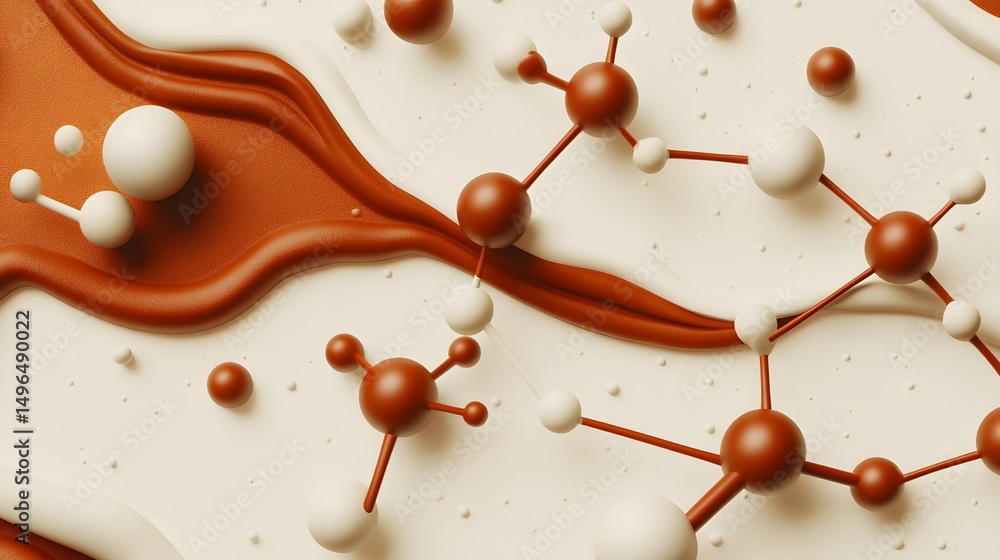 Aufkleber abstract design with flowing liquid and molecular structures.