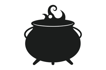 halloween illustration of a cast iron pot