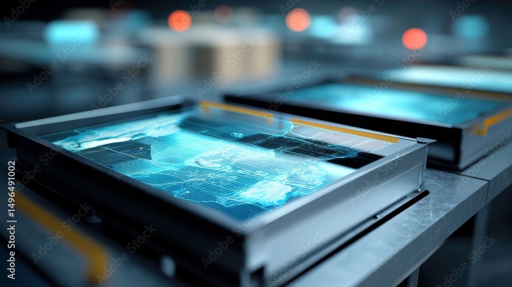 Poster futuristic technology interface, data visualization, digital transformation