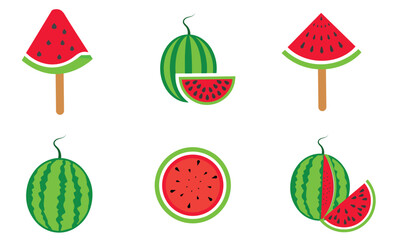 Watermelon Icons Collection – Whole, Sliced & Popsicle Style