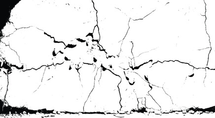 Broken cracked wall background. Scratched lines texture. White and black distressed grunge concrete wall pattern for graphic design.