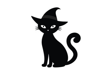 halloween black cat on white background