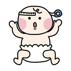 頭囲の測定をする赤ちゃん