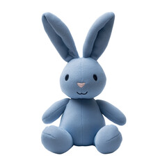 cute blue stuffed bunny with long ears, perfect for children and decoration, isolated on transparent background