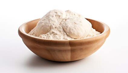 White Background Image of Dough in Mixing Bowl