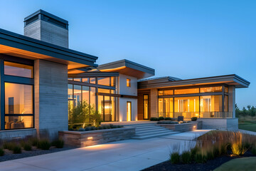 Fototapeta premium Modern house exterior, minimalist architectural design
