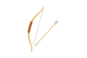 An Illustration Depicts A Poised Bow And Arrow Against A Clean White Background Ready For Archery