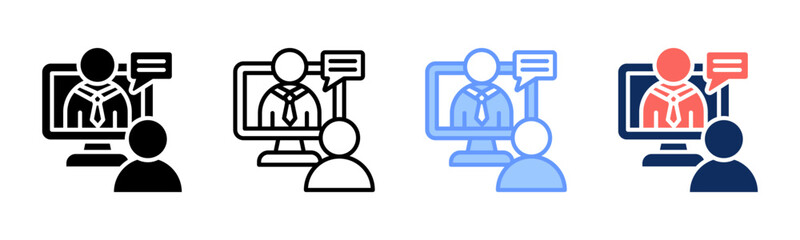 Online Conference icon sheet multiple style collection