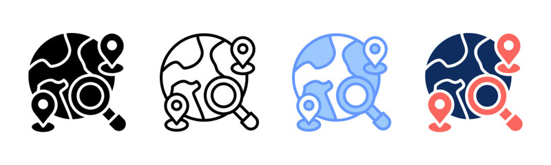 World Map icon sheet multiple style collection