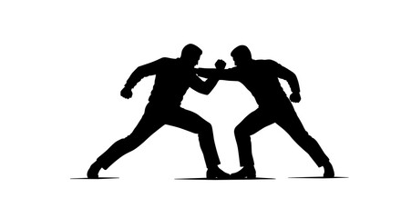 Silhouette of Two Fighters in Close Combat