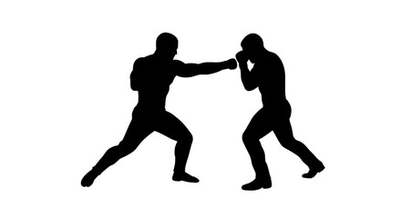 Silhouette of Two Fighters Engaged in Punching Combat