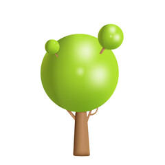 Vector illustration of a tree with a volumetric complex crown in 3D style