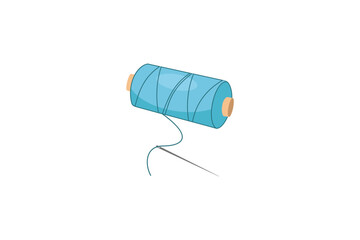 Illustrative Spool Of Light Blue Thread With Needle Perfect For Sewing And Crafting Projects