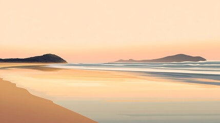Serene Beach Sunset Landscape.