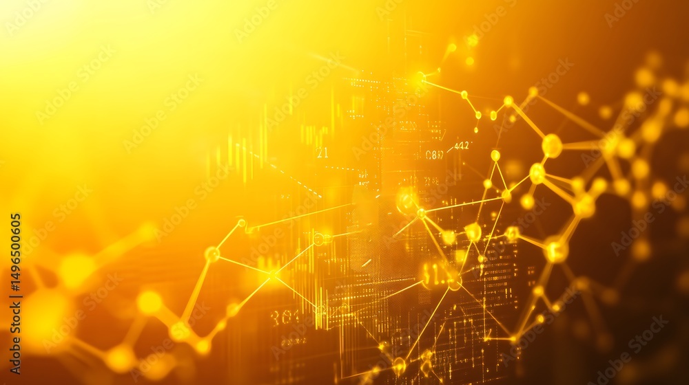Poster golden abstract representation of complex data points.
