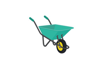 Turquoise Pushcart flat style vector illustration isolated on white background