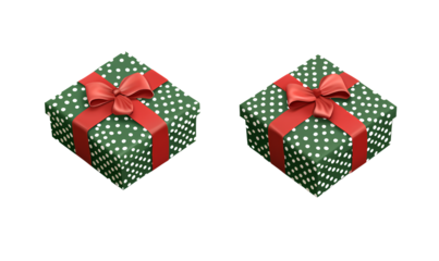 ristmas present boxes with red ribbon isolated on transparent background, PNG file for graphic design elements 
