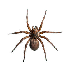 Obraz premium Brown spider from a top view on a Transparent background highlighting its details and features, Top View Brown Spider on PNG background
