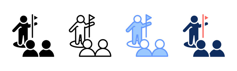 Leadership icon sheet multiple style collection