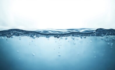 Close-up view of clean water surface with bubbles and gentle ripples under bright lighting