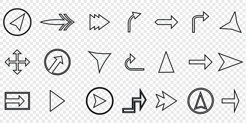 Set of Simple Arrow Icons . directional symbols for design projects.
