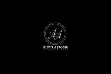 Minimal AA Monogram Logo – Elegant Circular Lettermark Design for Luxury Brand Identity