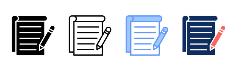 Fototapeta premium Writing icon sheet multiple style collection