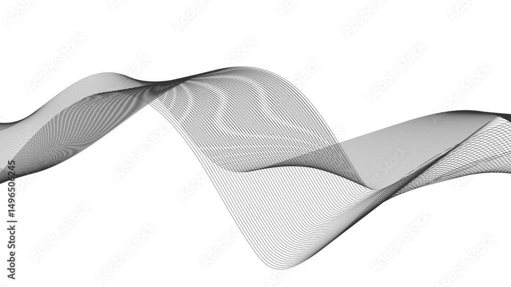 Poster abstract black lines wave curve motion on white background. vector illustration. thin wavy line abst