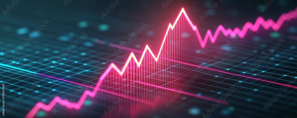 Poster dynamic graph showcasing financial growth trends and data visualization.