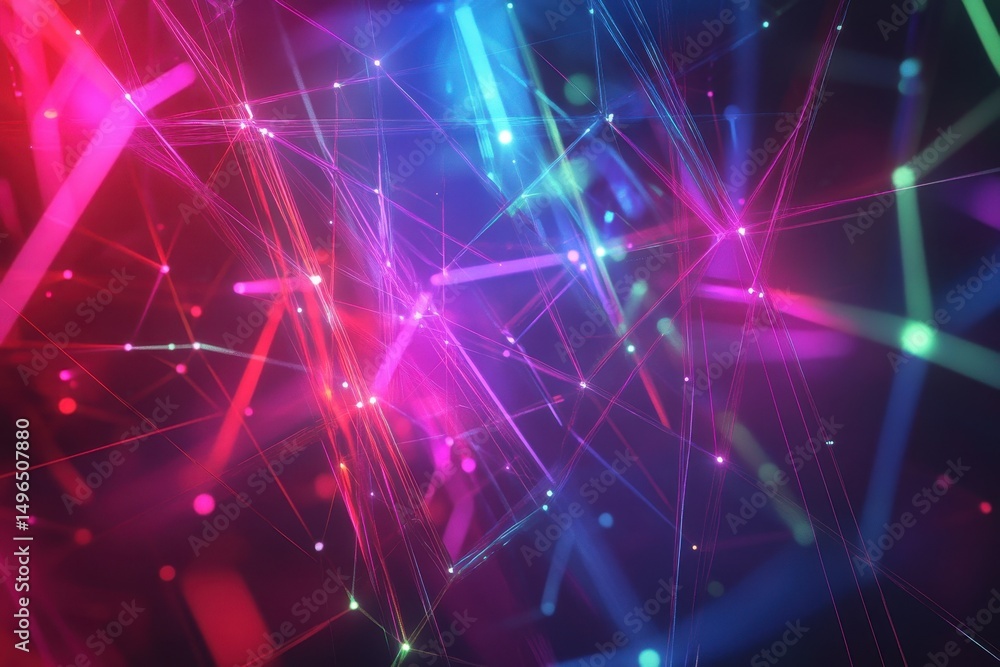 Poster vivid abstract geometrical design featuring colorful lines and shapes in a digital layout, 4k abstra