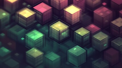 Obraz premium Glowing Cubes Abstract Background.