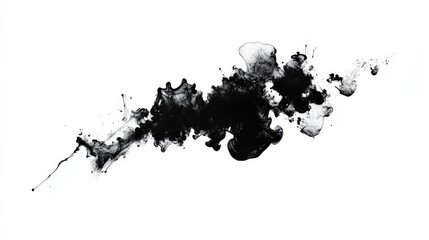 Elegant Black Ink Splash on White Background for Creative Design