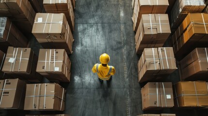 A warehouse worker preparing orders for wholesale delivery.