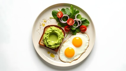 Delicious and Healthy Avocado Toast with Fried Eggs and Salad A Perfect Breakfast