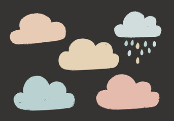 Pastel Cloudscape: Cute Weather Icon Set for Kids Designs