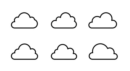 Cloud Icon Set: Simple Outline Weather Symbols