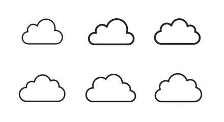 Cloud Icon Set: Outline Style for Weather and Design