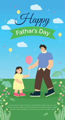 Celebration of Father's Day with a touching father-daughter moment. Vector illustration