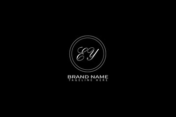 EY Letter Monogram Logo in Luxury Circular Badge on Black Background
