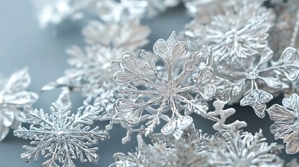 Close-up view of intricate snowflake designs.